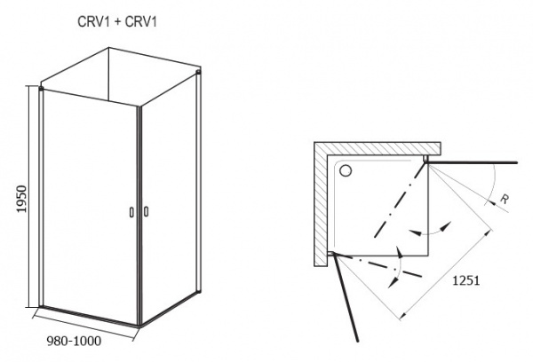 ������� ������ Ravak CRV1-100+CRV1 Transparent 100 ��