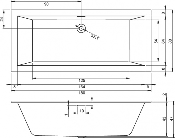 ��������� ����� Riho Rething Cubic 180�80