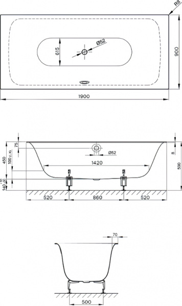 �������� ����� Bette Lux 3442-000 190x90