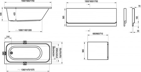 ��������� ����� Ravak Chrome 170x75 � �������