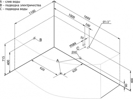 ��������� ����� Aquanet Capri 00205345 170x110 L � ��������