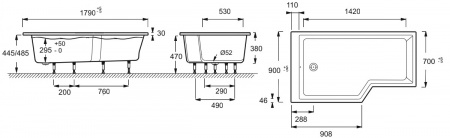 ��������� ����� Jacob Delafon Bain-Douche Neo 180x90 L + ����-�������