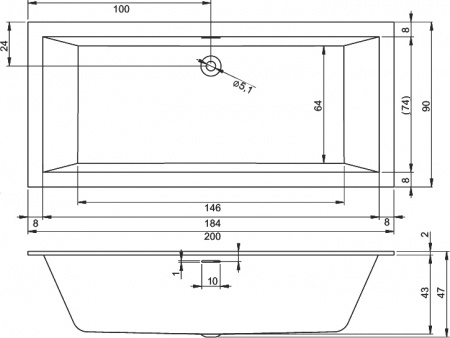 ��������� ����� Riho Rething Cubic BD9900500000000 R, 200x90