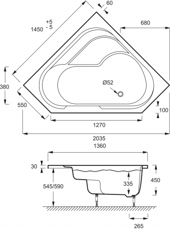 ��������� ����� Jacob Delafon Bain-Douche 145�145 R + ����-�������