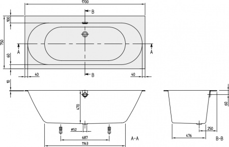 ��������� ����� Villeroy & Boch Oberon 2.0 UBQ170OBR2DV-01 170x75 alpin