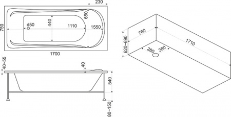 ��������� ����� Bas ������ 170x75 � �/� + ��������