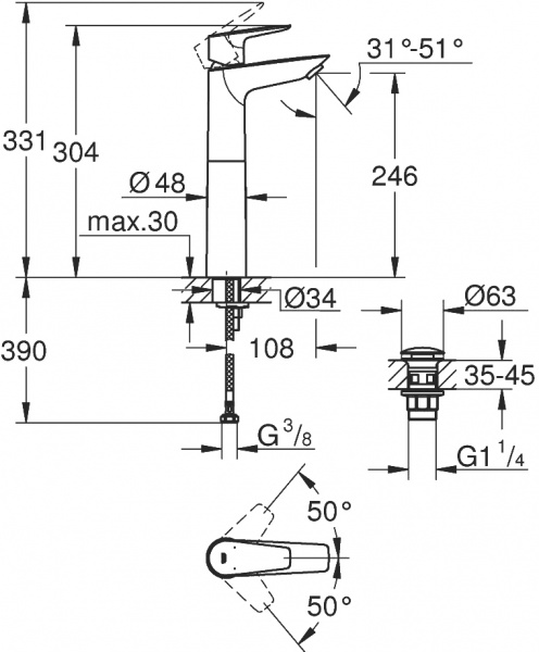 ��������� Grohe Start Edge 23777001 ��� ��������