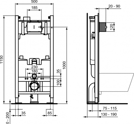    VitrA Integra 7040B003-0075 + - VitrA 110-003-019 +  Ideal Standard ProSys Eco Frame 2.0 R0464AC   