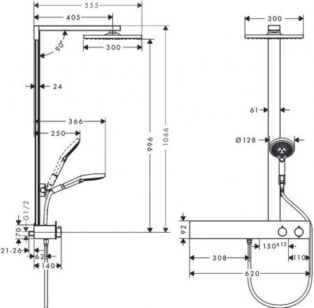 ������� ������ Hansgrohe Raindance E Showerpipe 300 27363000