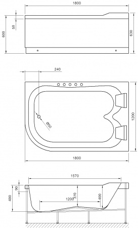 ��������� ����� Royal Bath Norway RB331100K-R 180x120, ������, � ��������