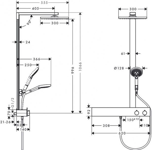 ������� ������ Hansgrohe Raindance E Showerpipe 300 27363000