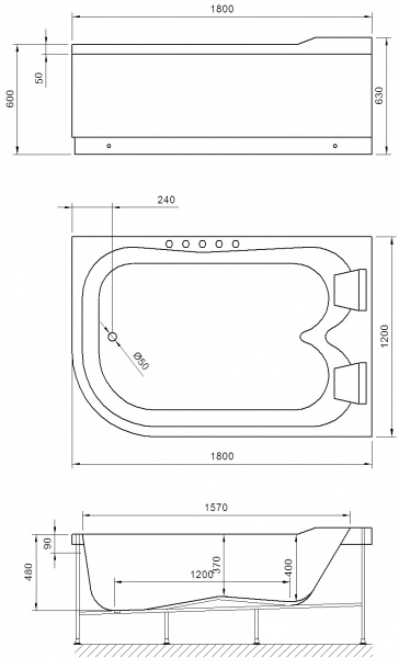 ��������� ����� Royal Bath Norway RB331100K-R 180x120, ������, � ��������