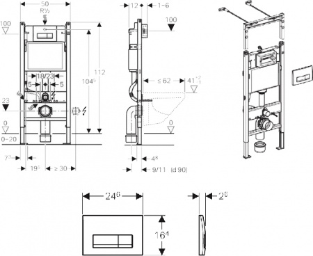 ��������  ������ ��������� Villeroy & Boch Venticello 4611RS01 ������������ + ������� ����������� ��� �������� Geberit Duofix ���������� 458.125.21.1