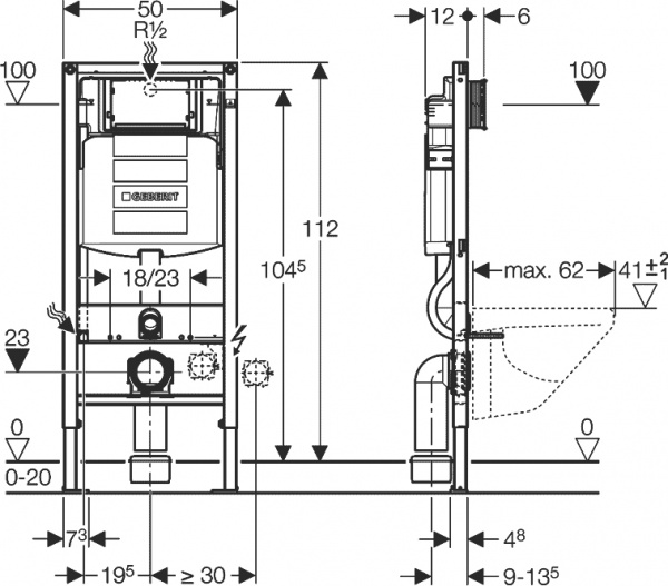     Villeroy & Boch Avento 5656RS01  ,  +     Geberit Duofix UP 320 111.300.00.5 +     Geberit Duofix 111.815.00.1   +  
