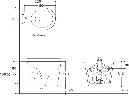 �������� ������ ��������� Aquanet Betto 2.0 W rimless + ������� ����������� ��� �������� Geberit Duofix 458.133.21.1 � ������� �����