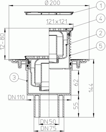 HL 310N-3121 ������ -���� � ������������ �������� DN50/75/110