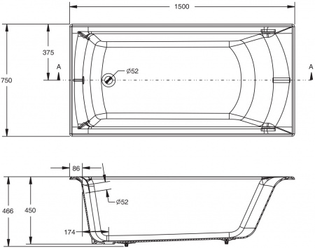 �������� ����� Jacob Delafon Biove 150�75 ��� �����
