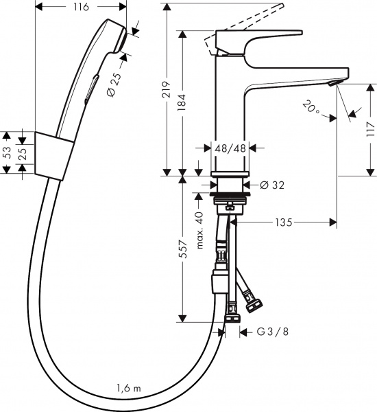 ��������� Hansgrohe Metropol 74522000 ��� �������� � ������������� �����, ����
