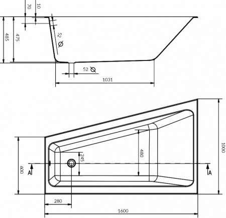 ��������� ����� Cersanit Crea WA-CREA*160-L 160x100 ����� + ����-�������