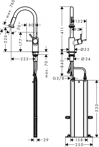 ��������� Hansgrohe Talis M52 73863800 ��� �������� �����, �����