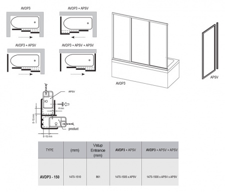 ������ �� ����� Ravak AVDP3-150 Rain