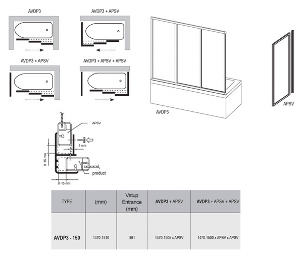 ������ �� ����� Ravak AVDP3-150 Rain