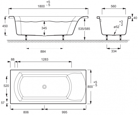 ��������� ����� Jacob Delafon Ove 180x80 + ����-�������