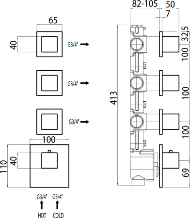 ��������� Bossini Cube 3 Outlets LP Z032205 ��� ����� � �����, ����