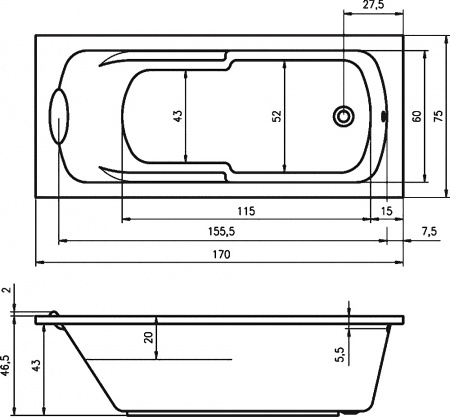 ��������� ����� Riho Virgo 170x75