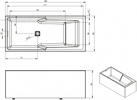 ��������� ����� Riho Still Shower Elite 180x80, R
