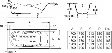 �������� ����� Roca Malibu 2333G0000 170�70 �� + ���������