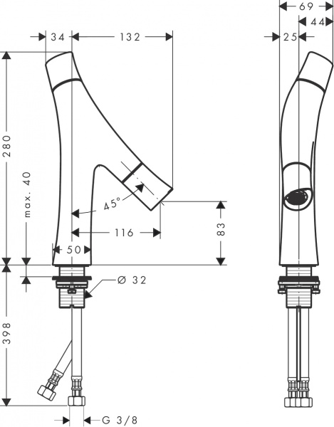 ��������� Axor Starck Organic 12011140 ��� ��������, ����������� ������