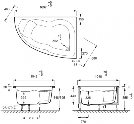 ��������� ����� Jacob Delafon Micromega Duo 170x105 R + ����-�������