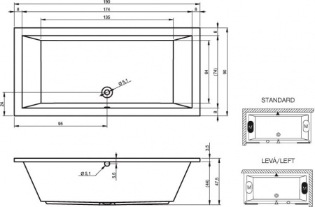 ��������� ����� Riho Lusso 190x90