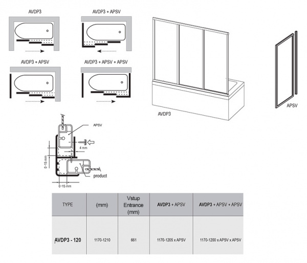 ������ �� ����� Ravak AVDP3-120 Grape